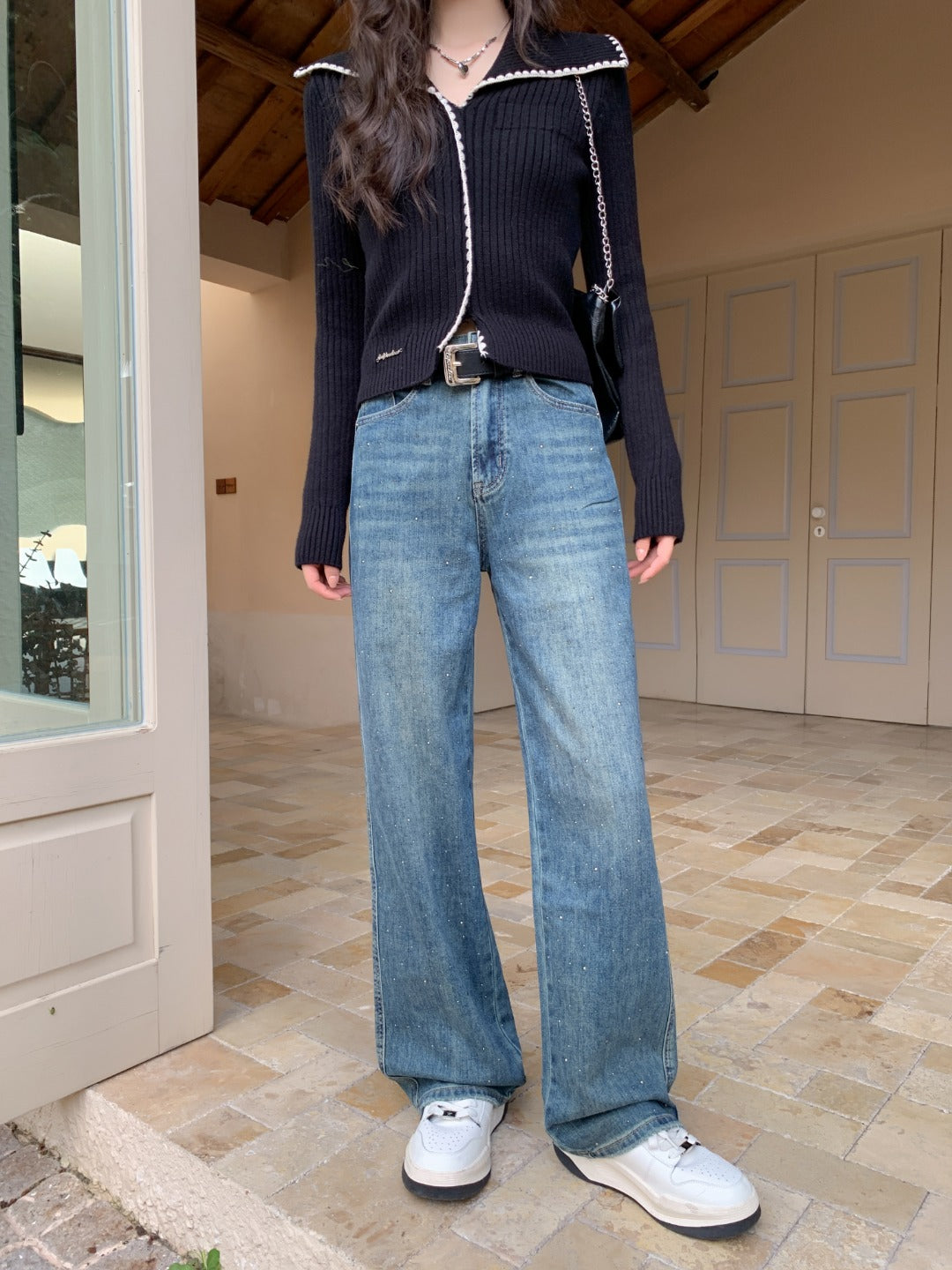 LAFREEDOM Straight Diamond Wide Leg Jeans