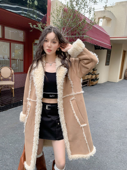 LAFREEDOM Leather and Fur Maxi Coat(2color)