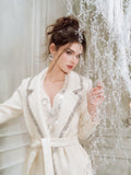 Wardrobes by chen Luxury white embroidered diamond coat