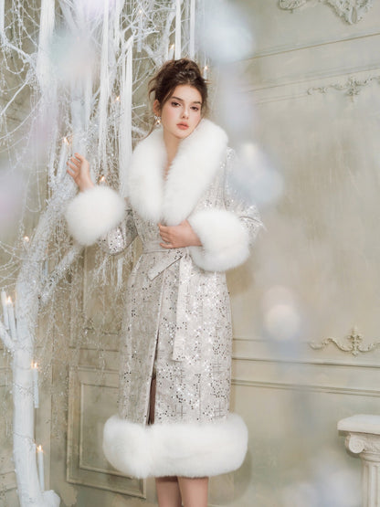 Wardrobes by chen Silver Shiny Fox Fur Coat