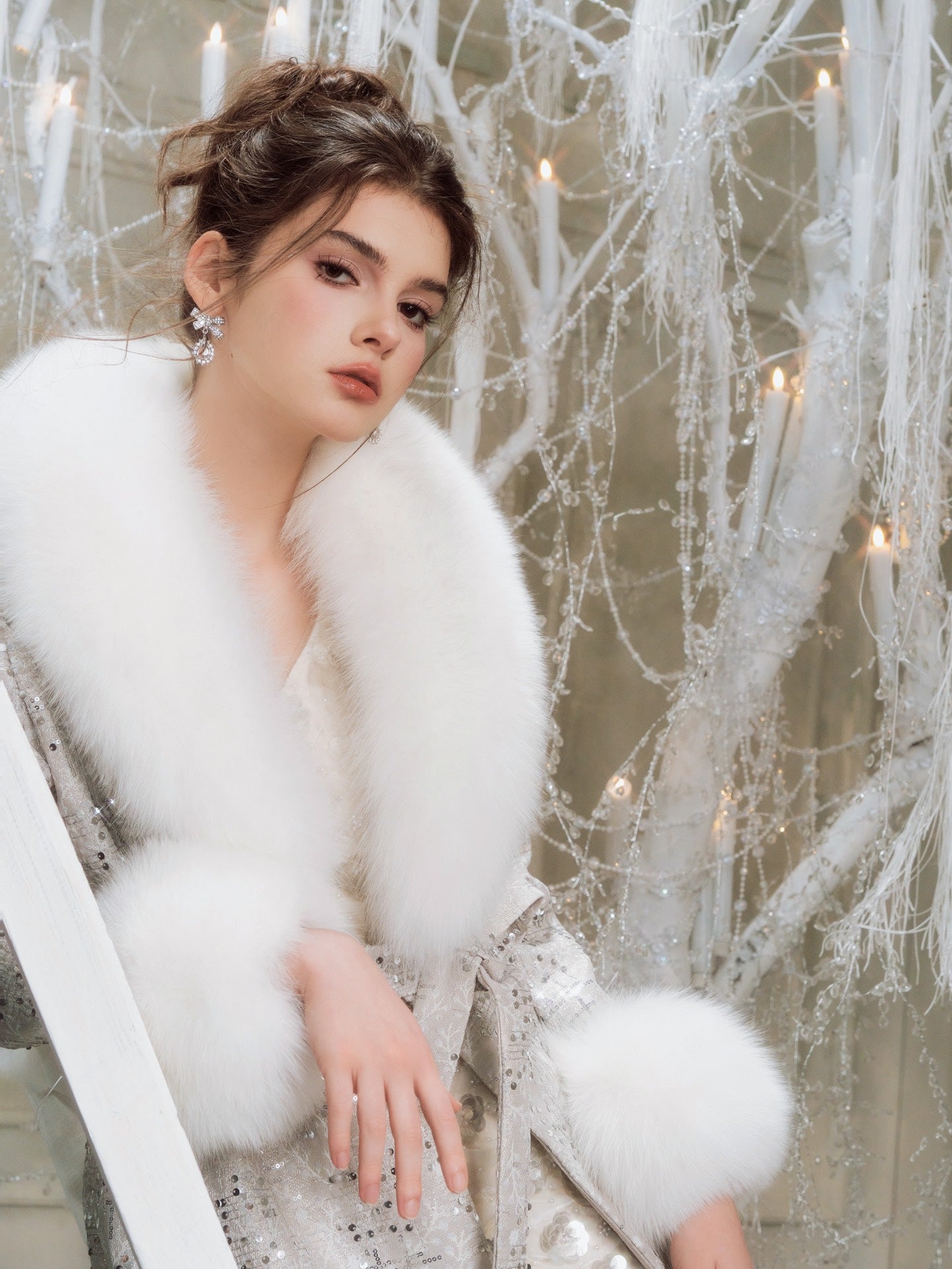 Wardrobes by chen Silver Shiny Fox Fur Coat