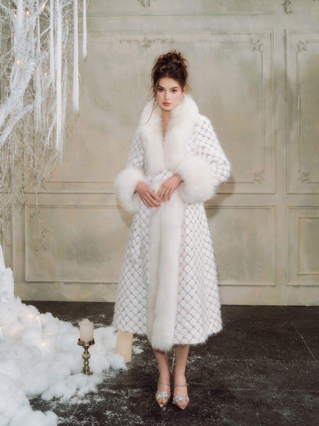 Wardrobes by chen Beaded embroidered knitted fur coat