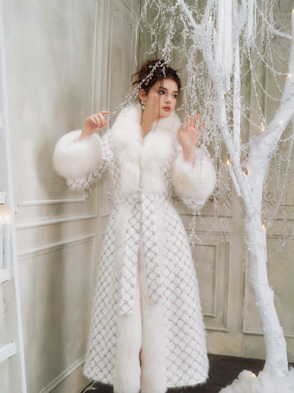 Wardrobes by chen Beaded embroidered knitted fur coat