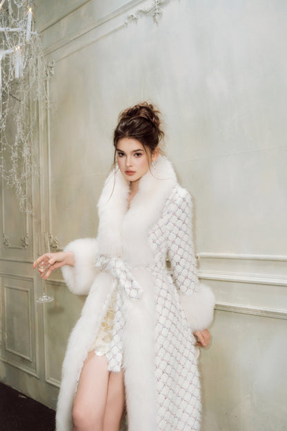 Wardrobes by chen Beaded embroidered knitted fur coat