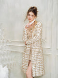 Wardrobes by chen Sequin plaid diamond buckle coat