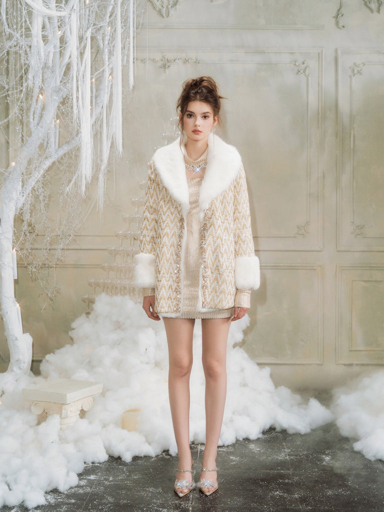 Wardrobes by chen Diamond sequin fur coat