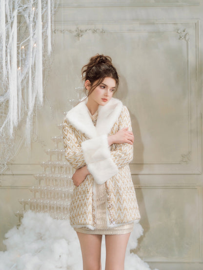 Wardrobes by chen Diamond sequin fur coat