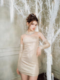 Wardrobes by chen Silk Vertical Stripe Diamond Dress