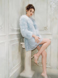 Wardrobes by chen Sky blue ribbon fur coat