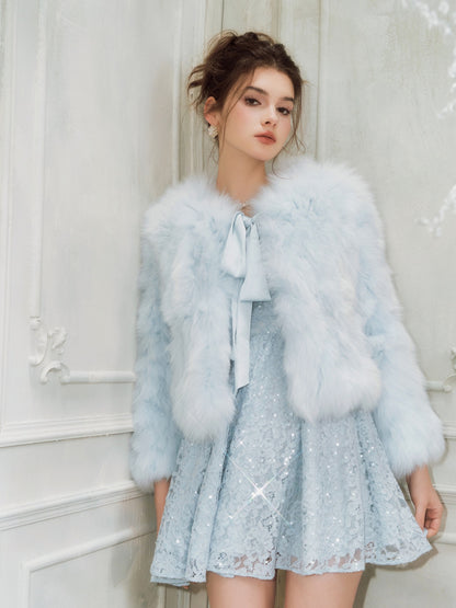 Wardrobes by chen Sky blue ribbon fur coat