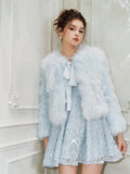 Wardrobes by chen Sky blue ribbon fur coat