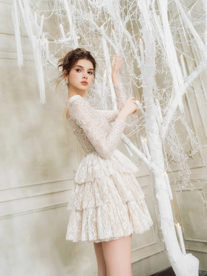 Wardrobes by chen Diamond embroidered lace dress