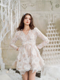 Wardrobes by chen Floral Embroidered Beads Sequin Lace Dress