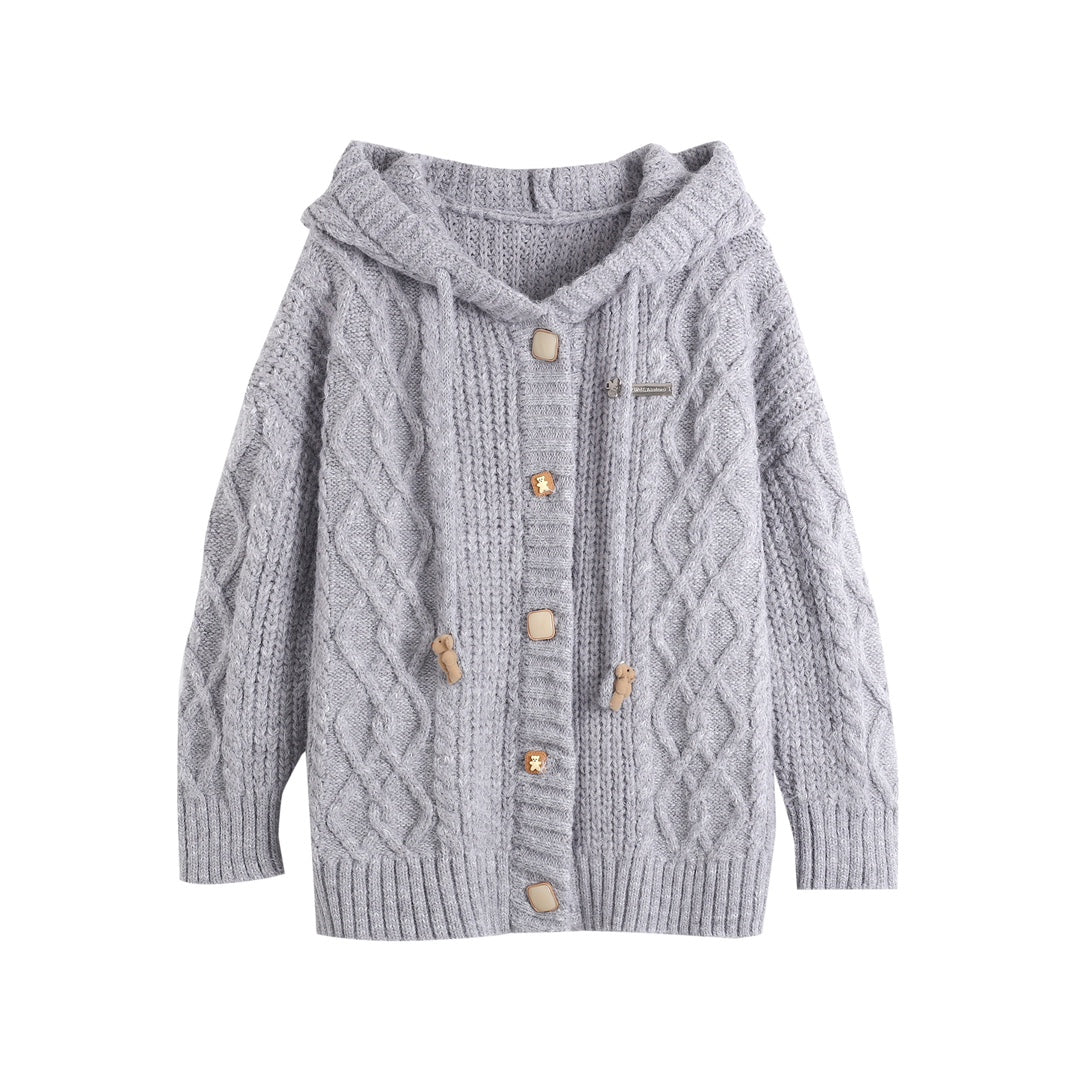 Wild Shadow Grey Hooded Cardigan