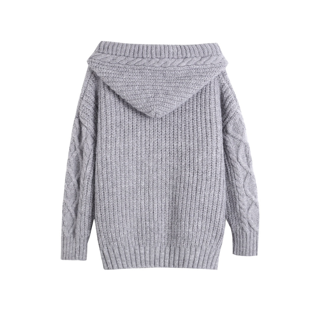 Wild Shadow Grey Hooded Cardigan