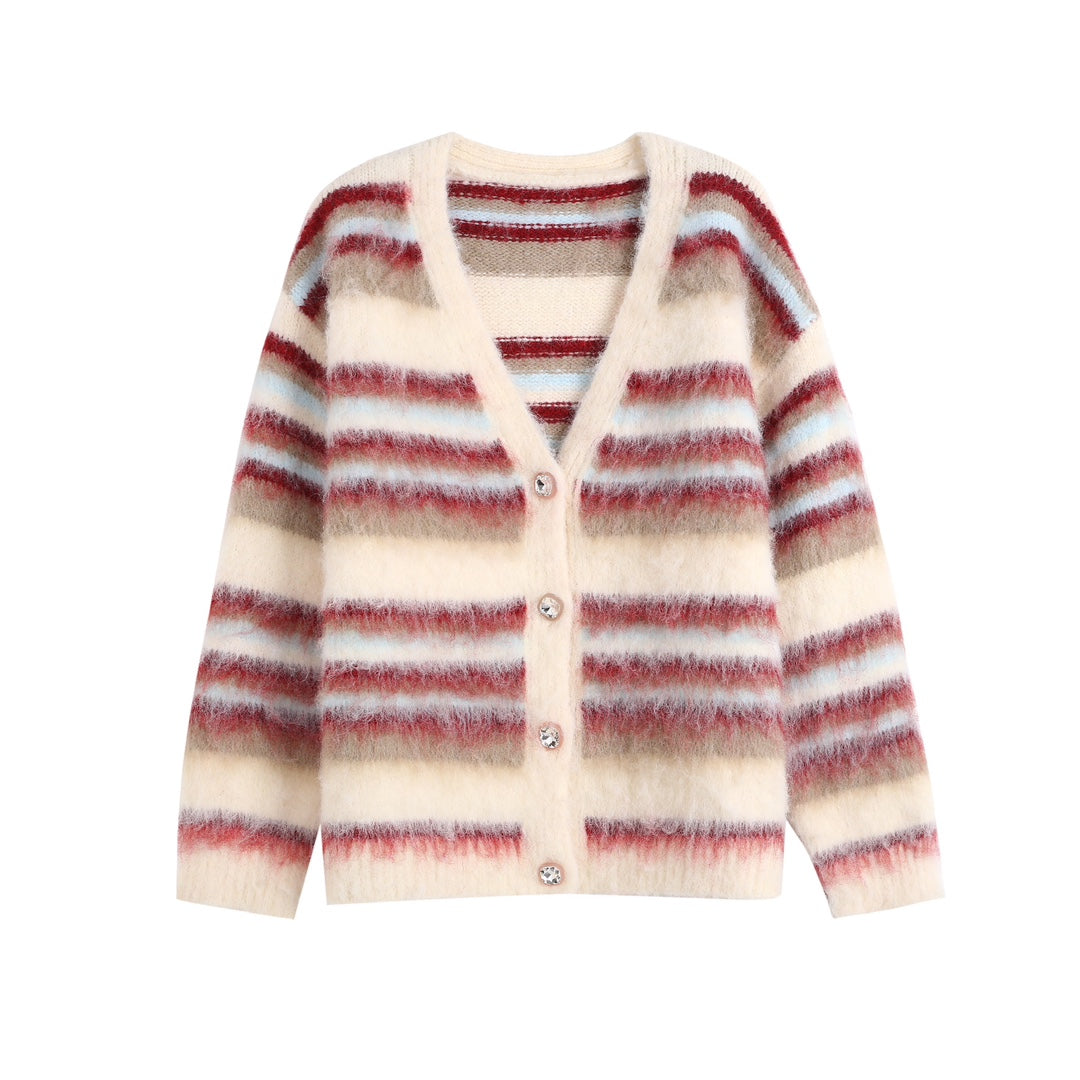 Wild Shadow V-neck Stripe Cardigan