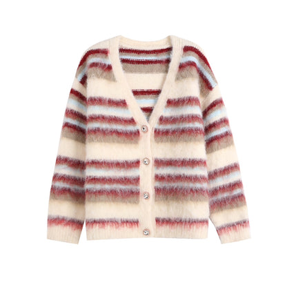 Wild Shadow V-neck Stripe Cardigan