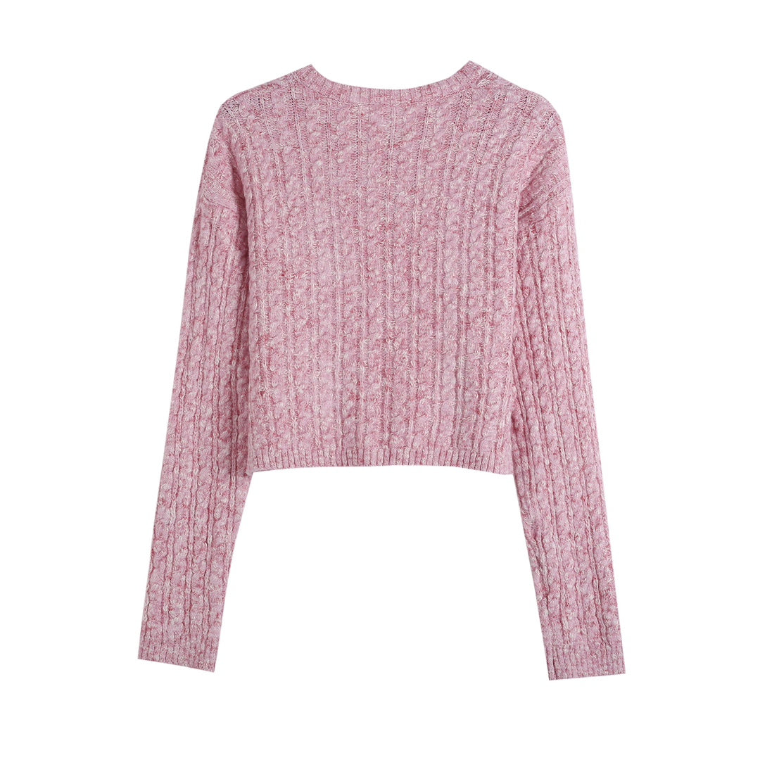 Wild Shadow Pink Round Collar Cardigan