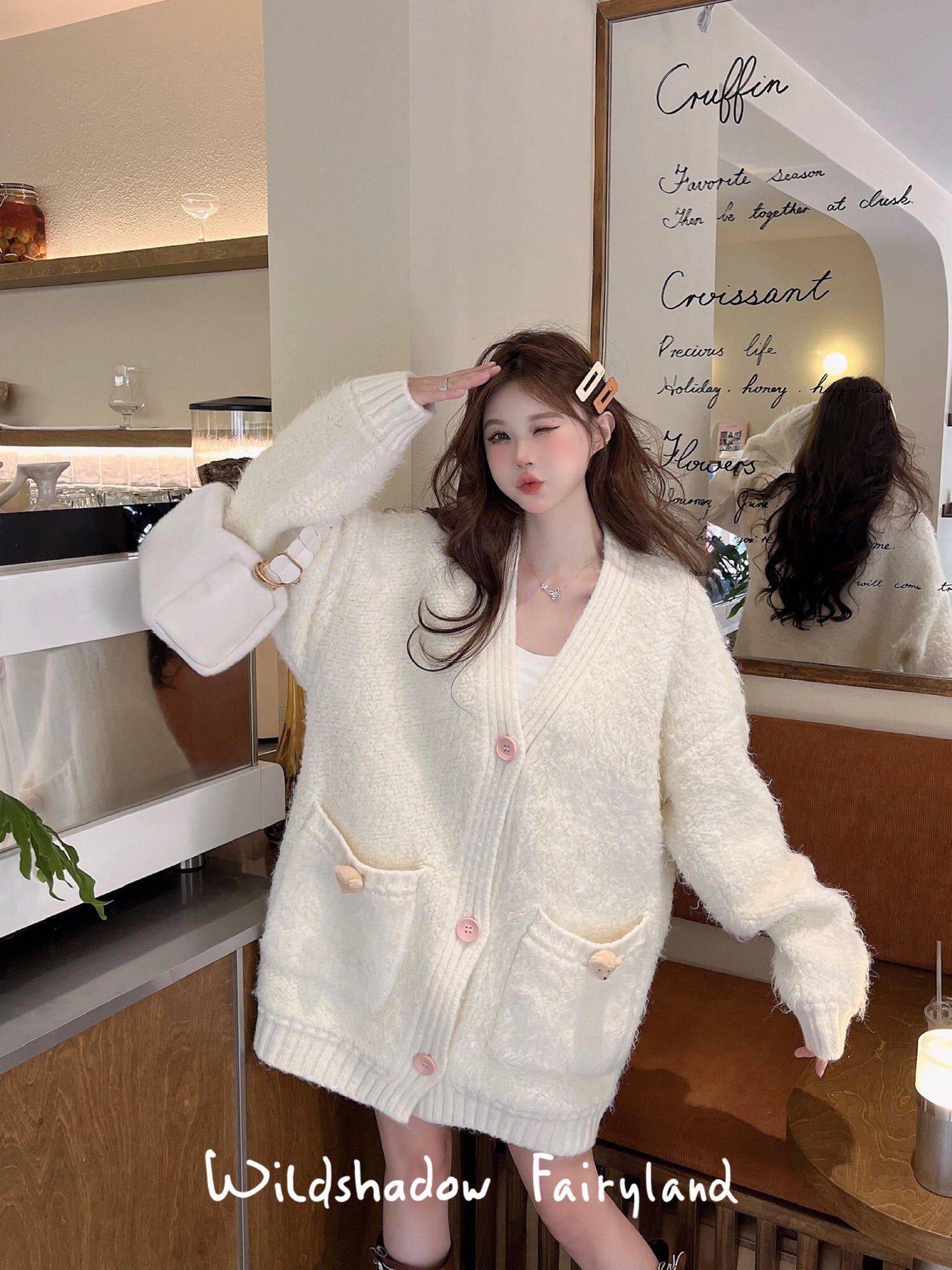 Wild Shadow mini Bear Button Cardigan