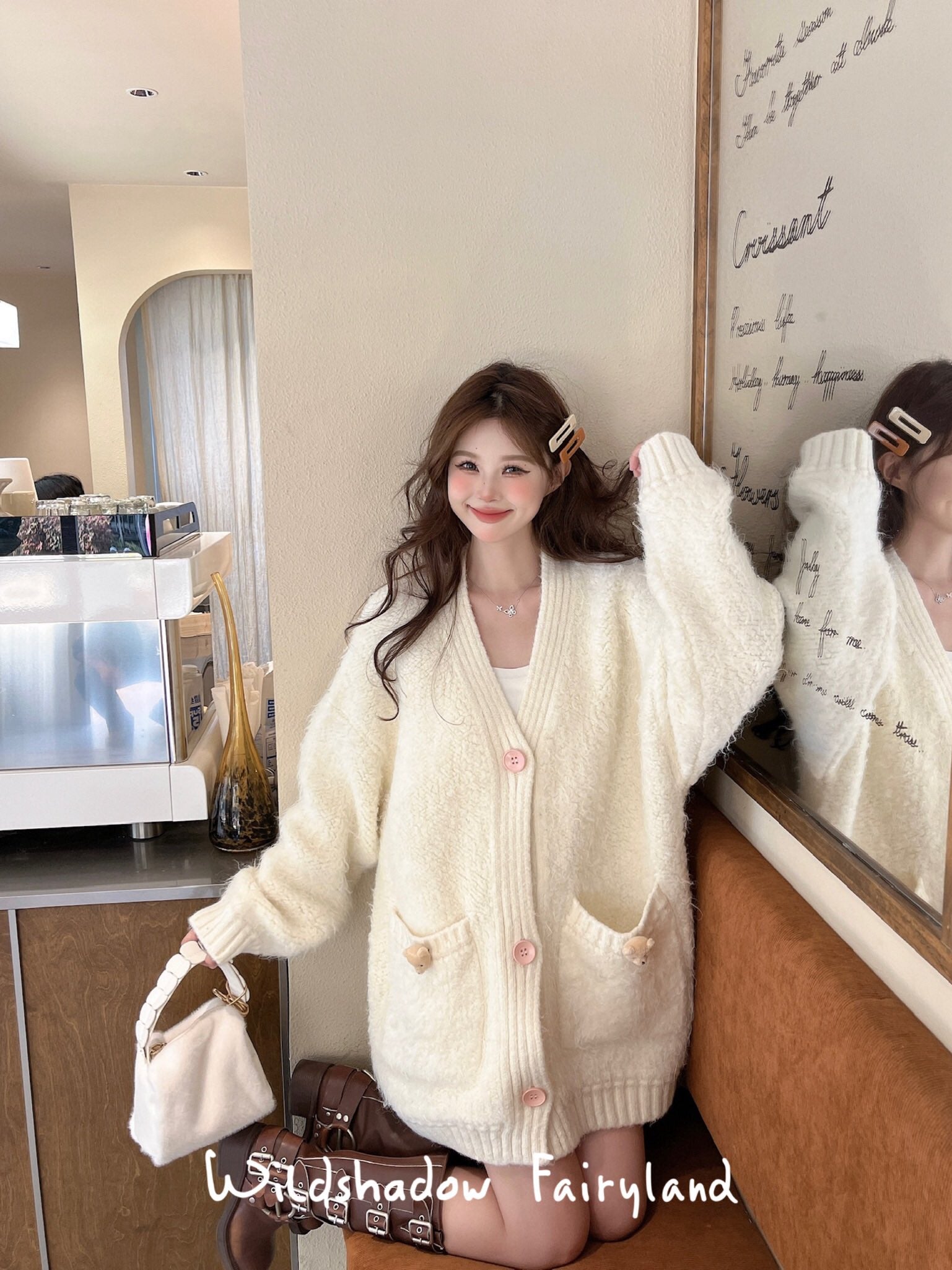 Wild Shadow mini Bear Button Cardigan