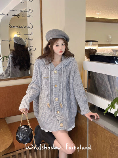 Wild Shadow Grey Hooded Cardigan