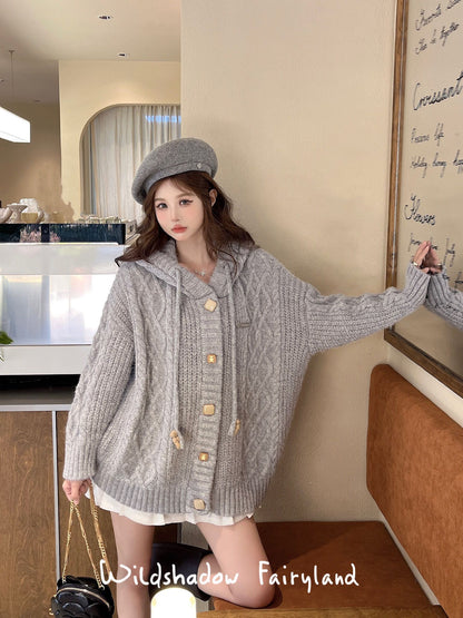 Wild Shadow Grey Hooded Cardigan