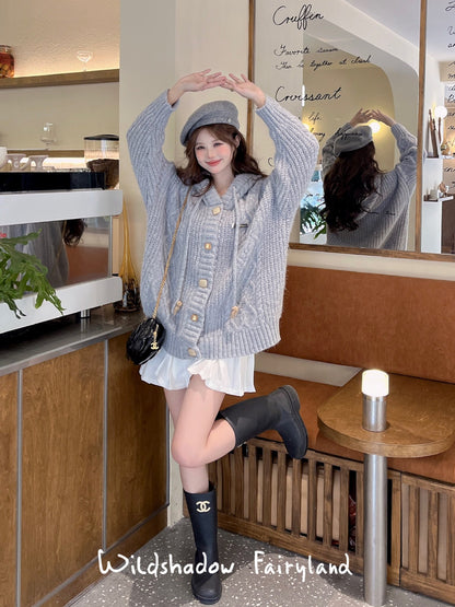 Wild Shadow Grey Hooded Cardigan