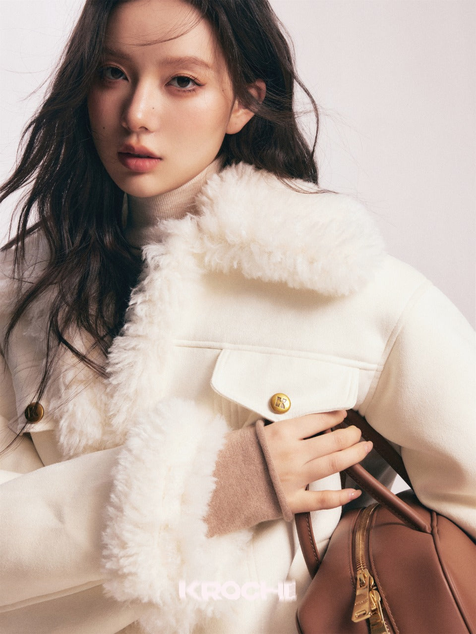 KROCHE White Fur Coat