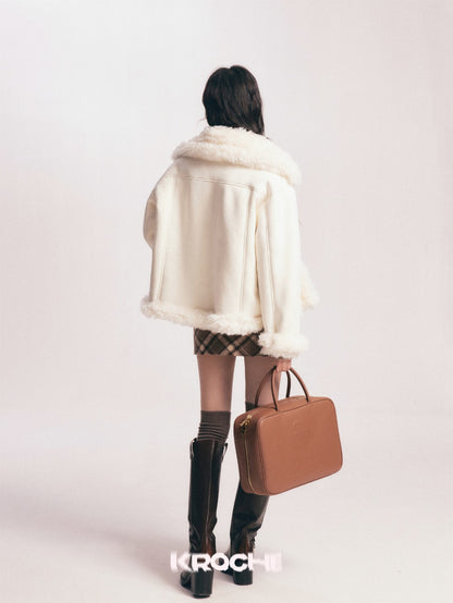 KROCHE White Fur Coat