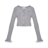 KROCHE Mohair Cardigan with Fur Cuff(2color)