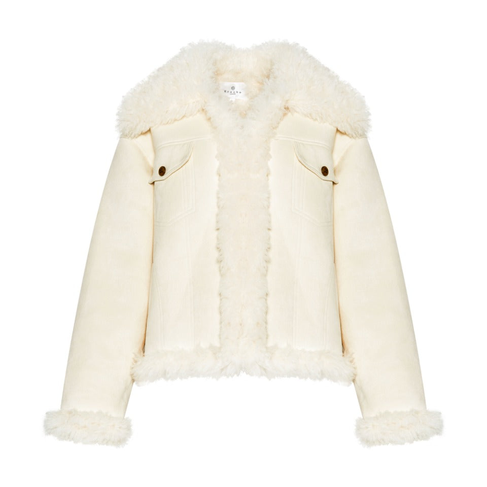 KROCHE White Fur Coat