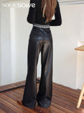 SOMESOWE Straight Leather Pants