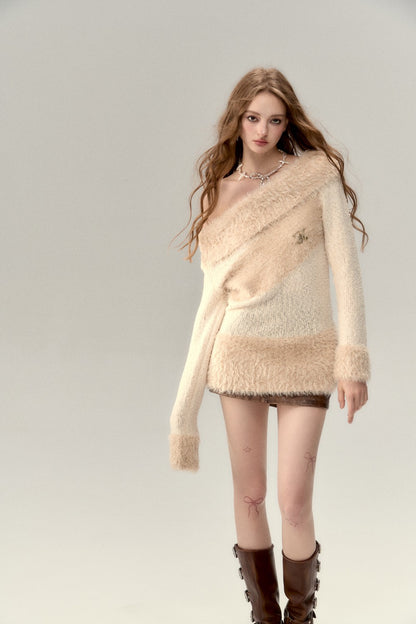 VIA PITTI  Off-Shoulder Apricot Sweater