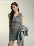 SOMESOWE Grey Lozenge Knit Set
