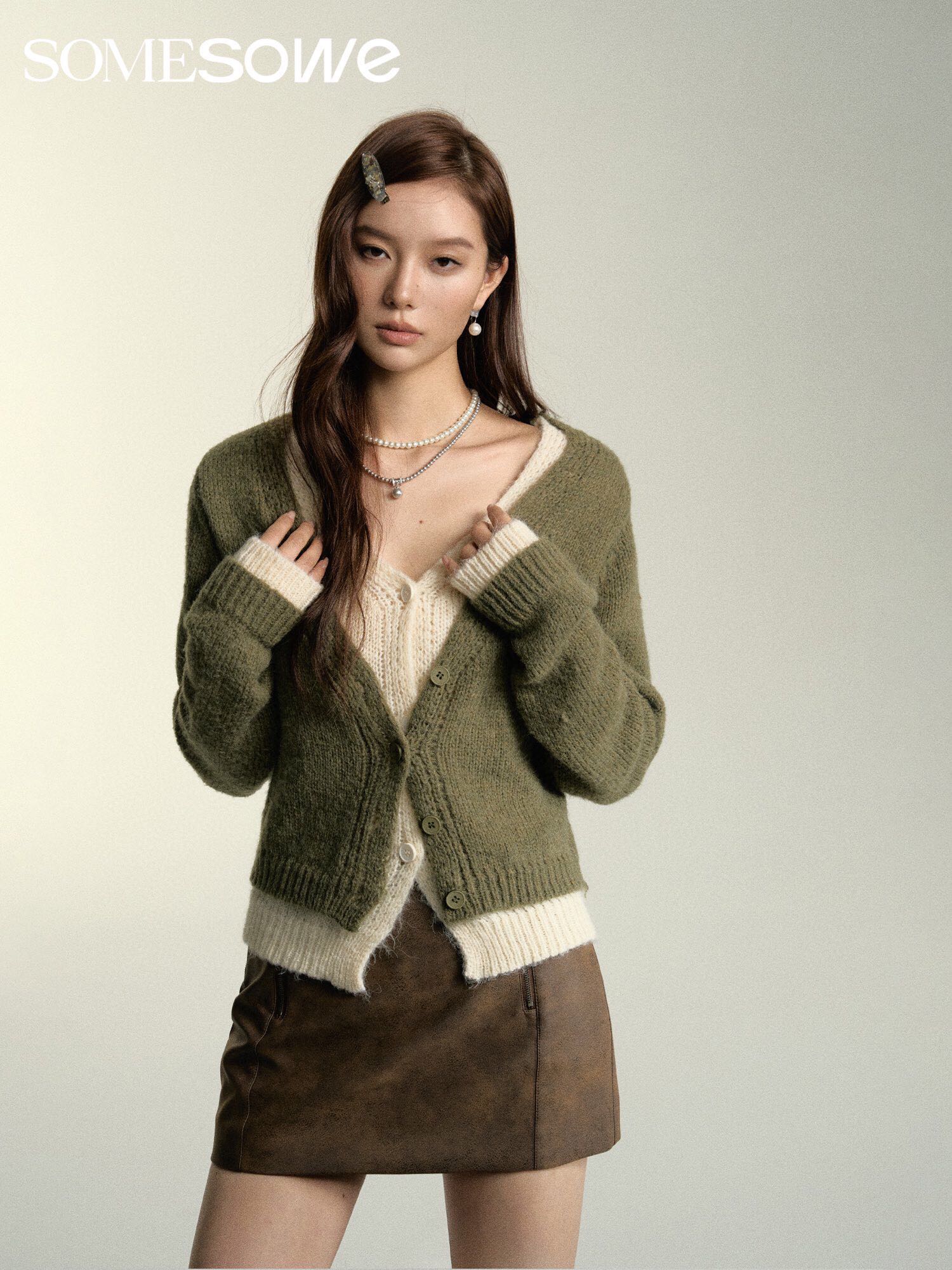 SOMESOWE Mock Two-piece Cardigan