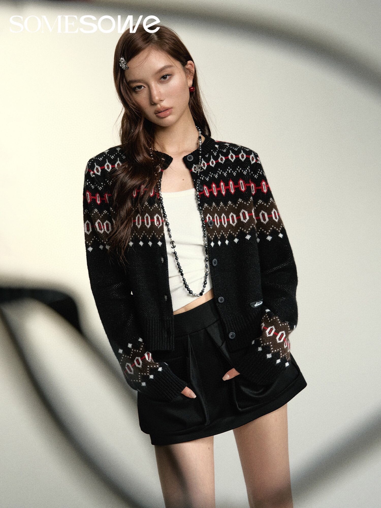 SOMESOWE Jacquard Cardigan(2color)