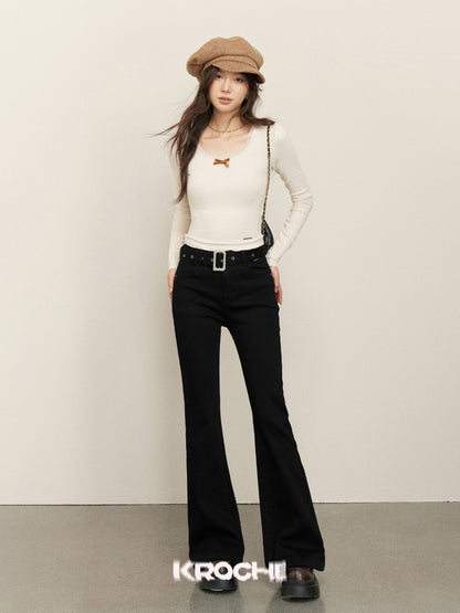 KROCHE High Waist Black Jeans