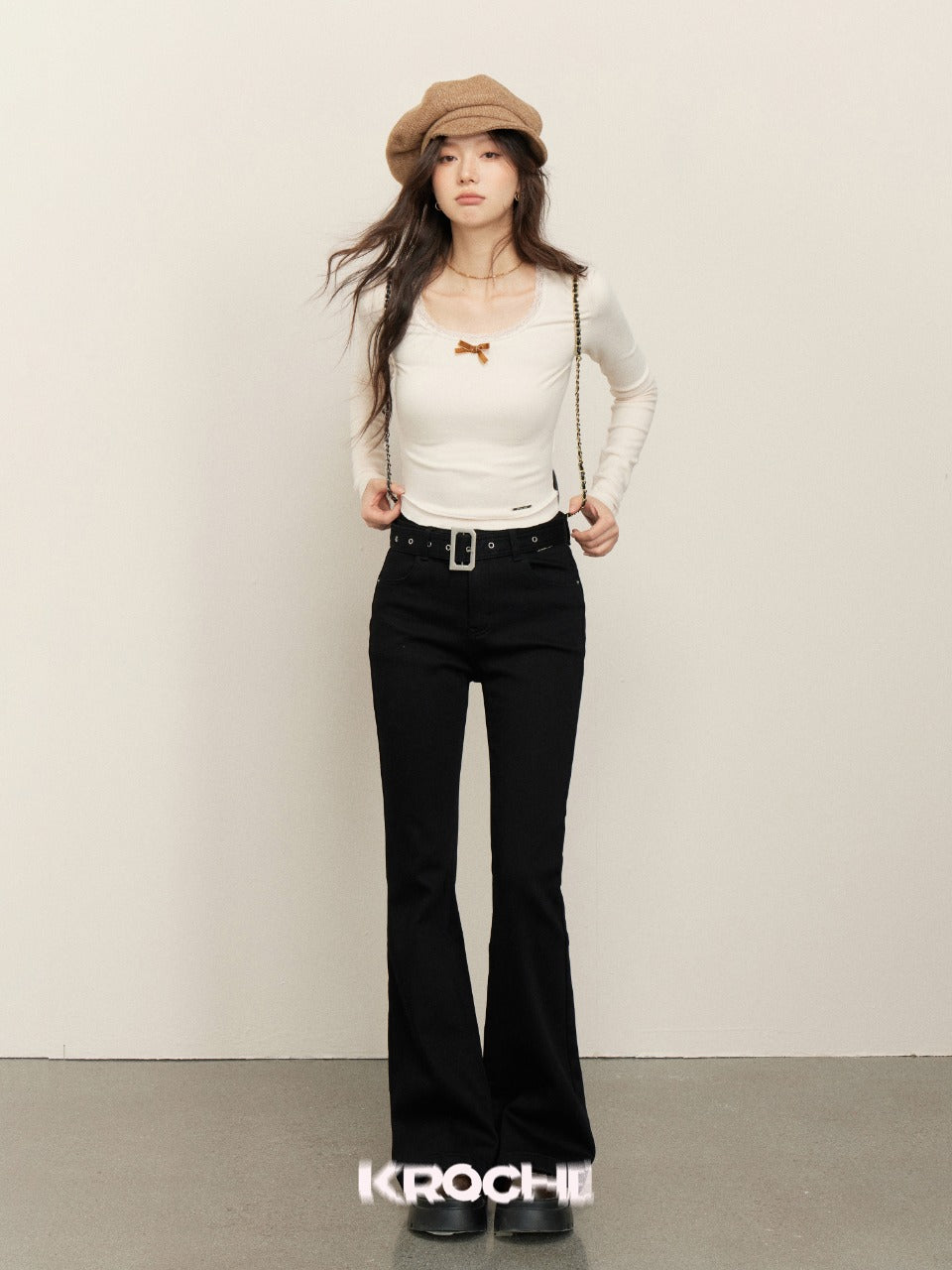 KROCHE High Waist Black Jeans