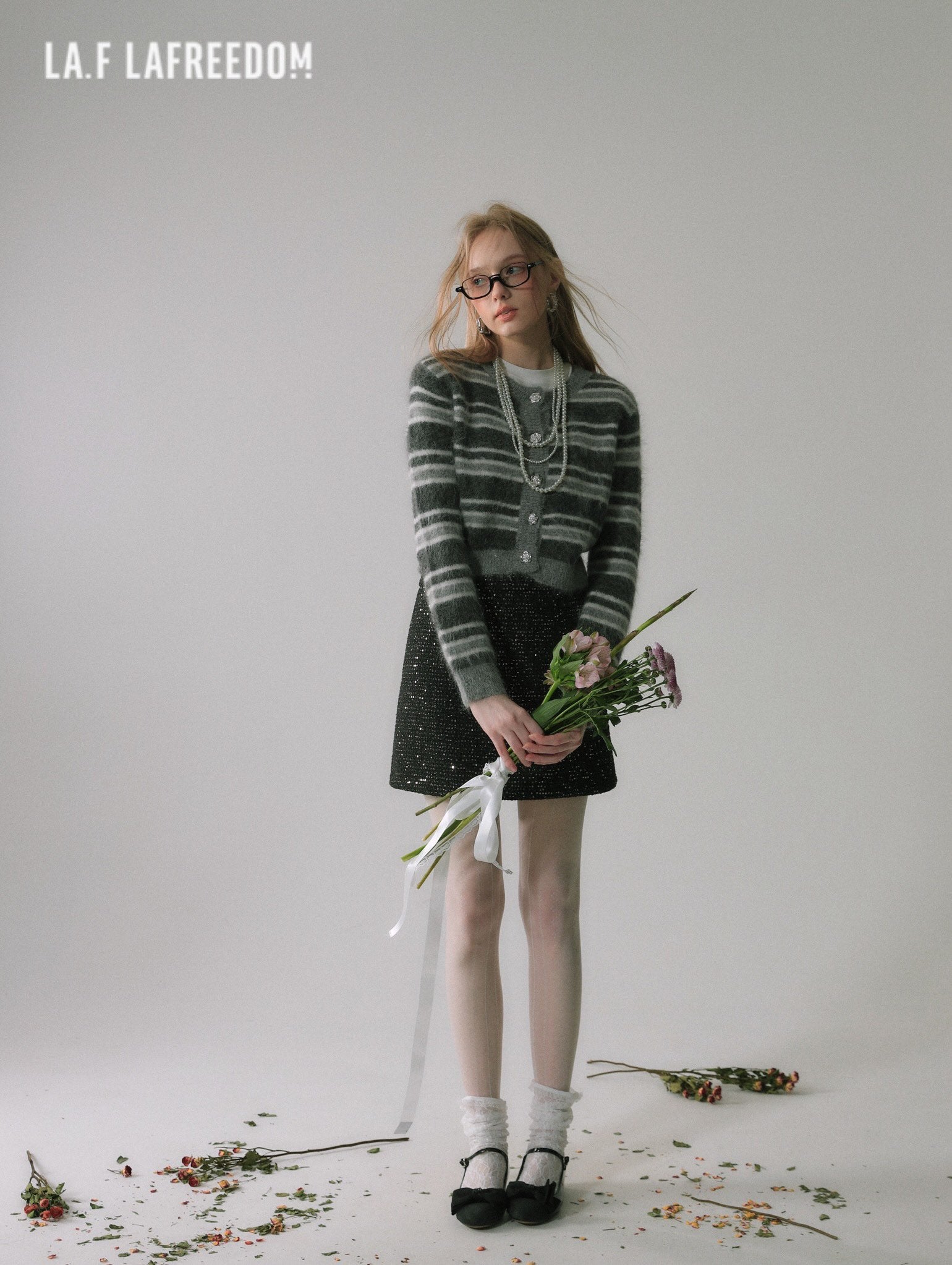 LA FREEDOM Striped Knit Cardigan(2 colors)