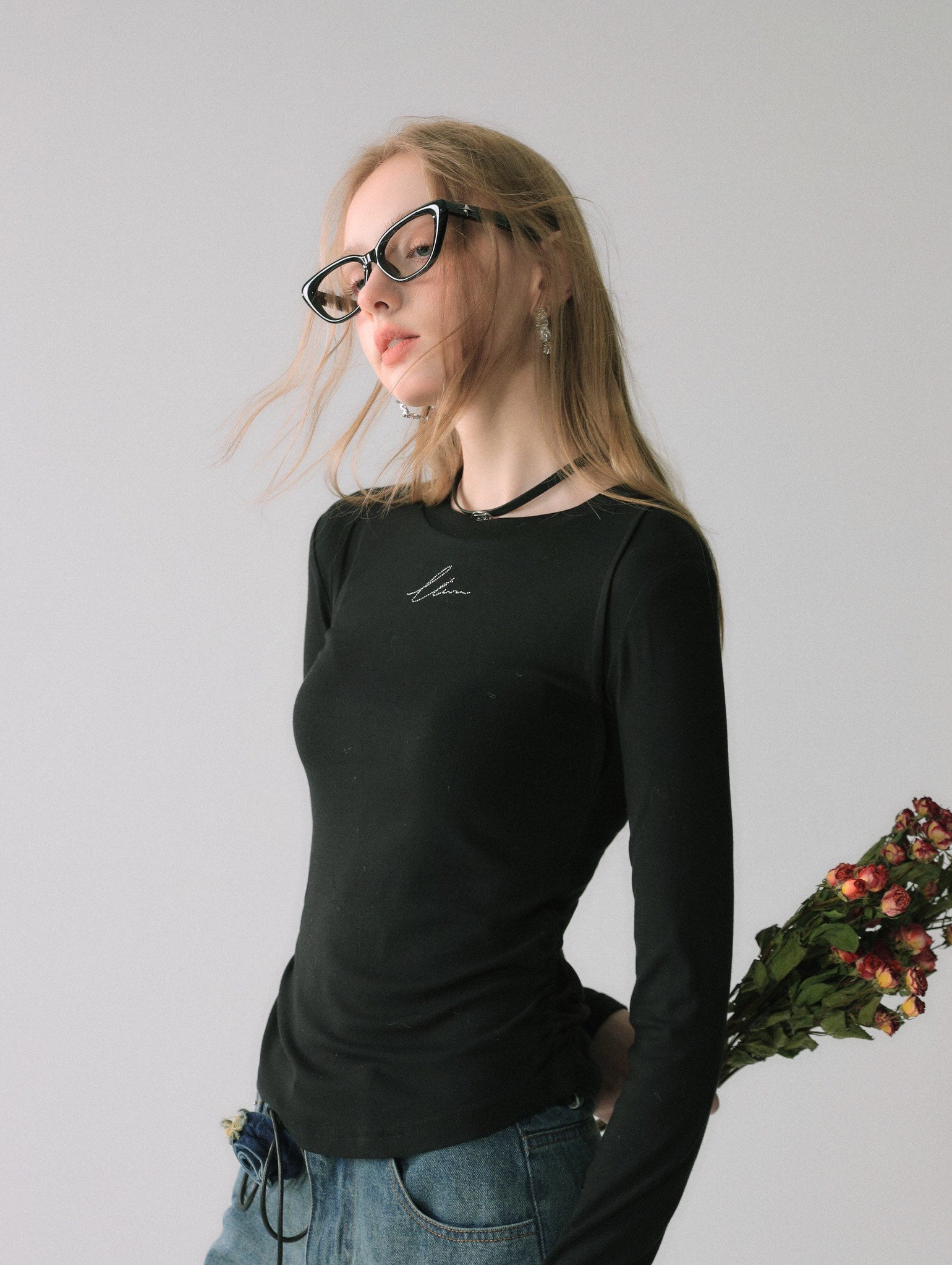 LAFREEDOM SALE Rhinestone Embellished Knit Top（3 colors）