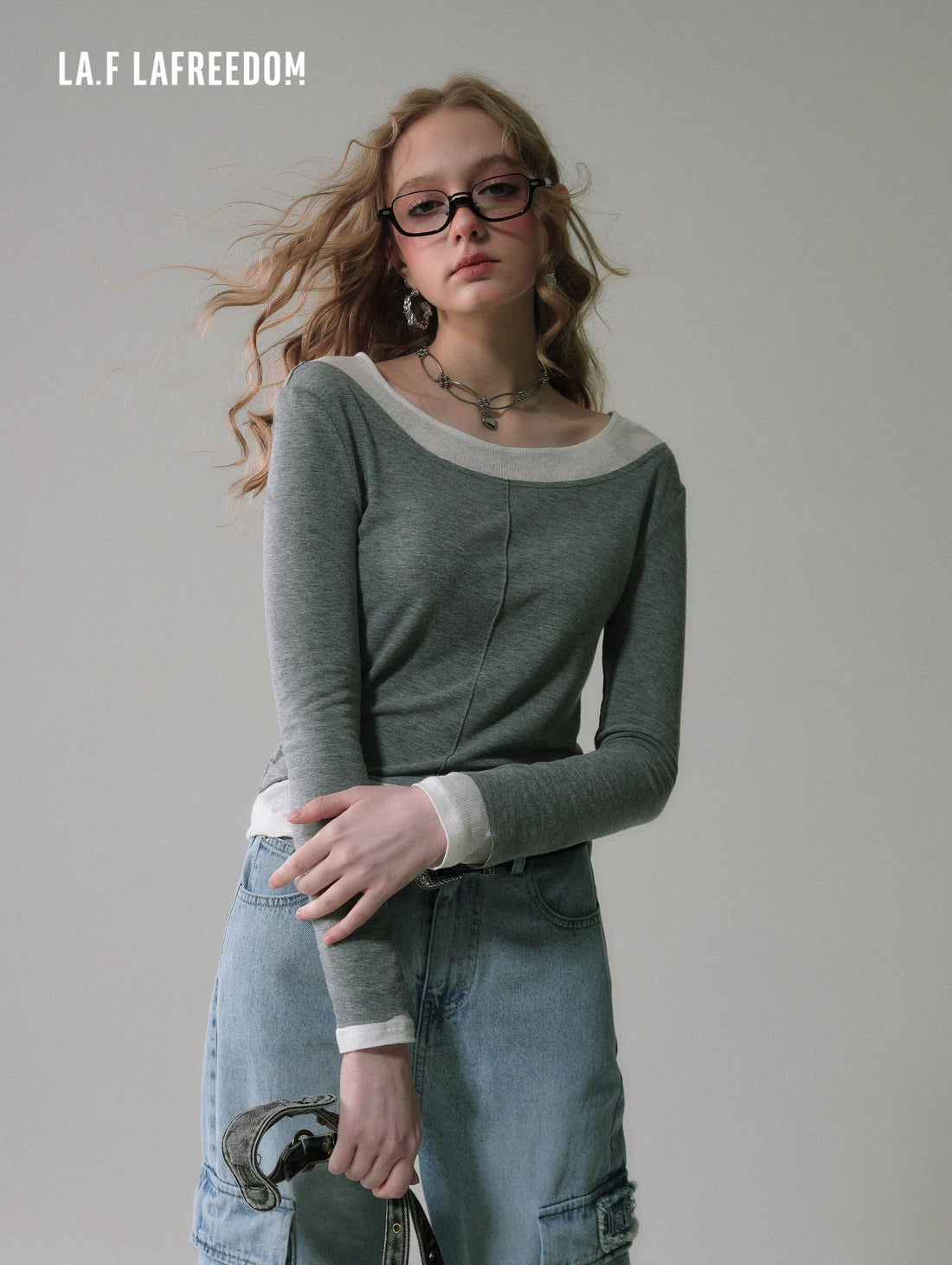 LAFREEDOM SALE Spliced knit top(two colors)