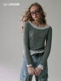 LA FREEDOM Spliced knit top（two colors）