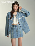 SOMESOWE Cut Edge Denim Jacket Or Skirt Set(Separate)