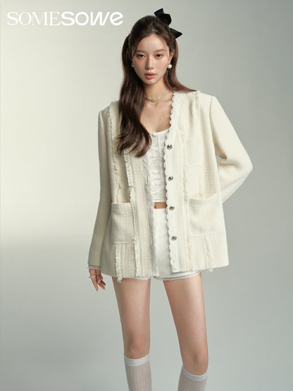 SOMESOWE Lace fringe jacket