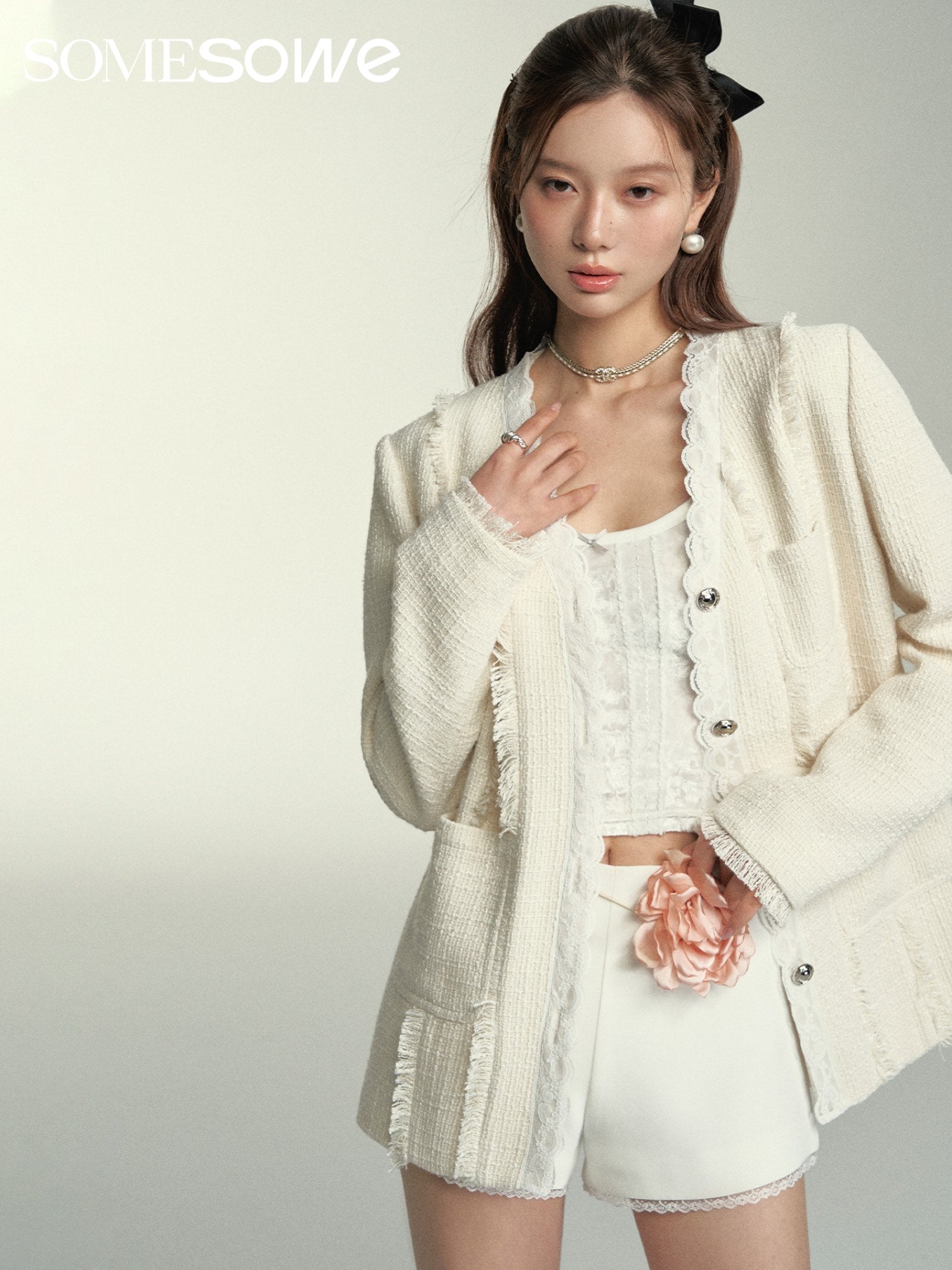 SOMESOWE Lace fringe jacket