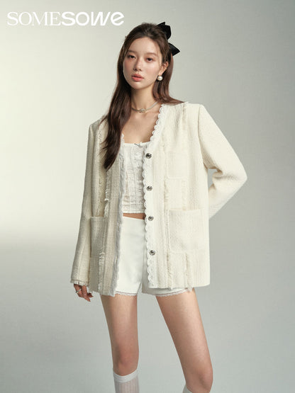 SOMESOWE Lace fringe jacket