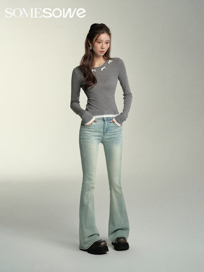 SOMESOWE Slim Fit Hip-Lifting Flared Jeans