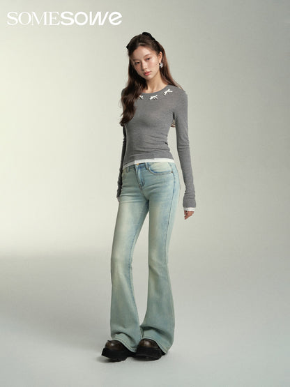 SOMESOWE Slim Fit Hip-Lifting Flared Jeans