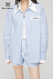 MacyMccoy Blue  Striped Set(shirt+shorts)