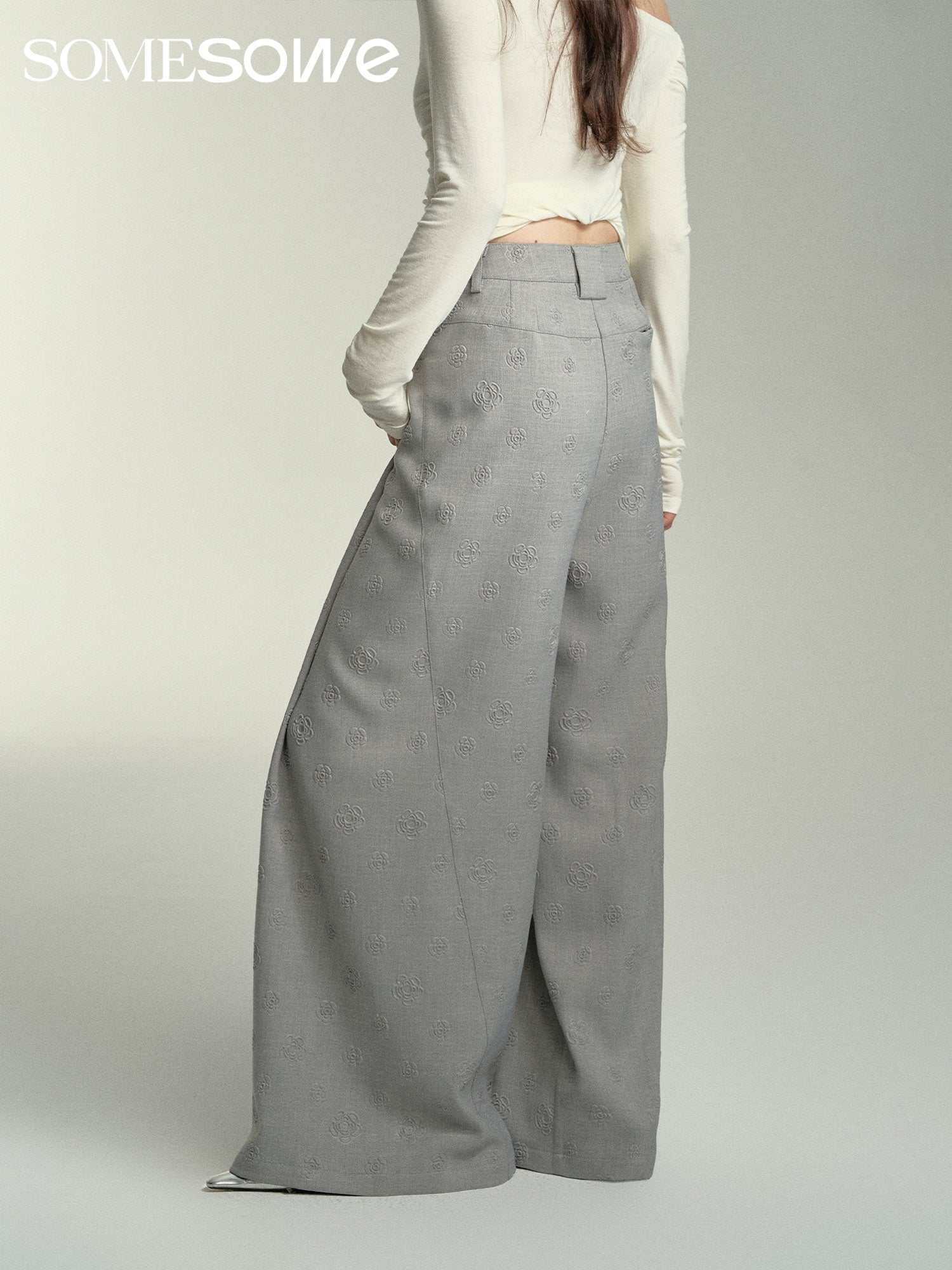 SOMESOWE Grey Loose Suit Pants